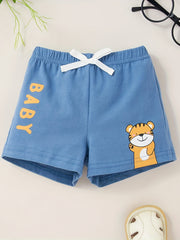 Baby Boys Letter Cartoon Print Casual Shorts