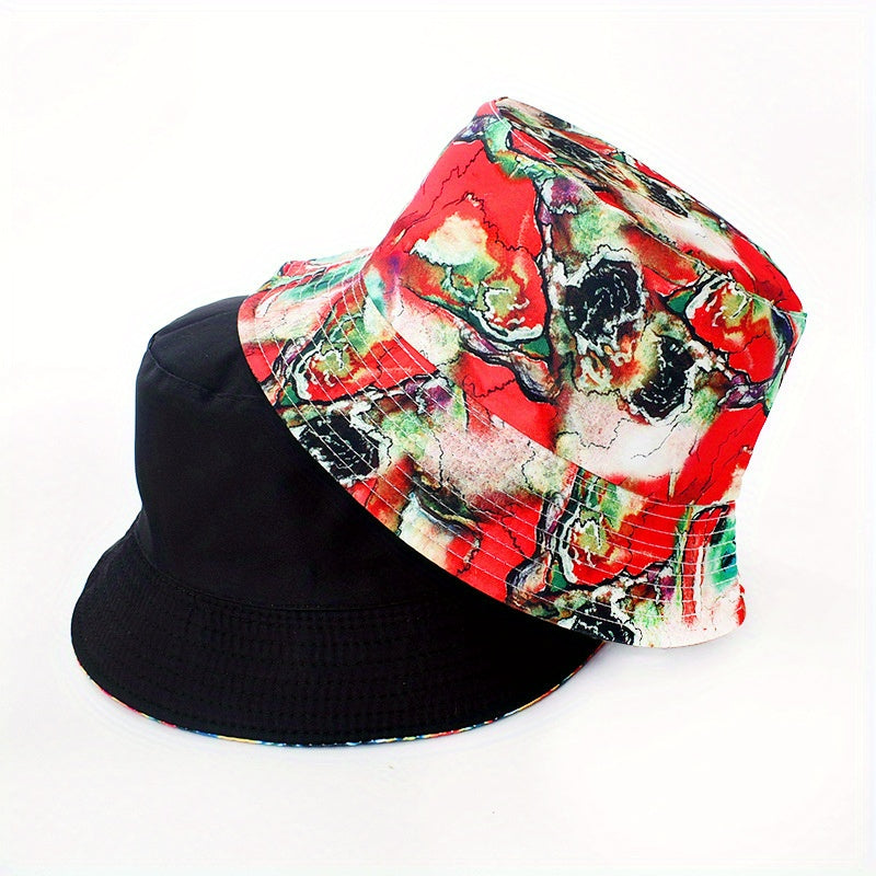 Tie Dye Print Bucket Hat Reversible Basin Hat Unisex Lightweight Fisherman Cap
