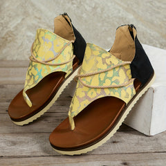 Leopard Print Thong Sandals Comfy Roman Style Vacation Beach Sandals