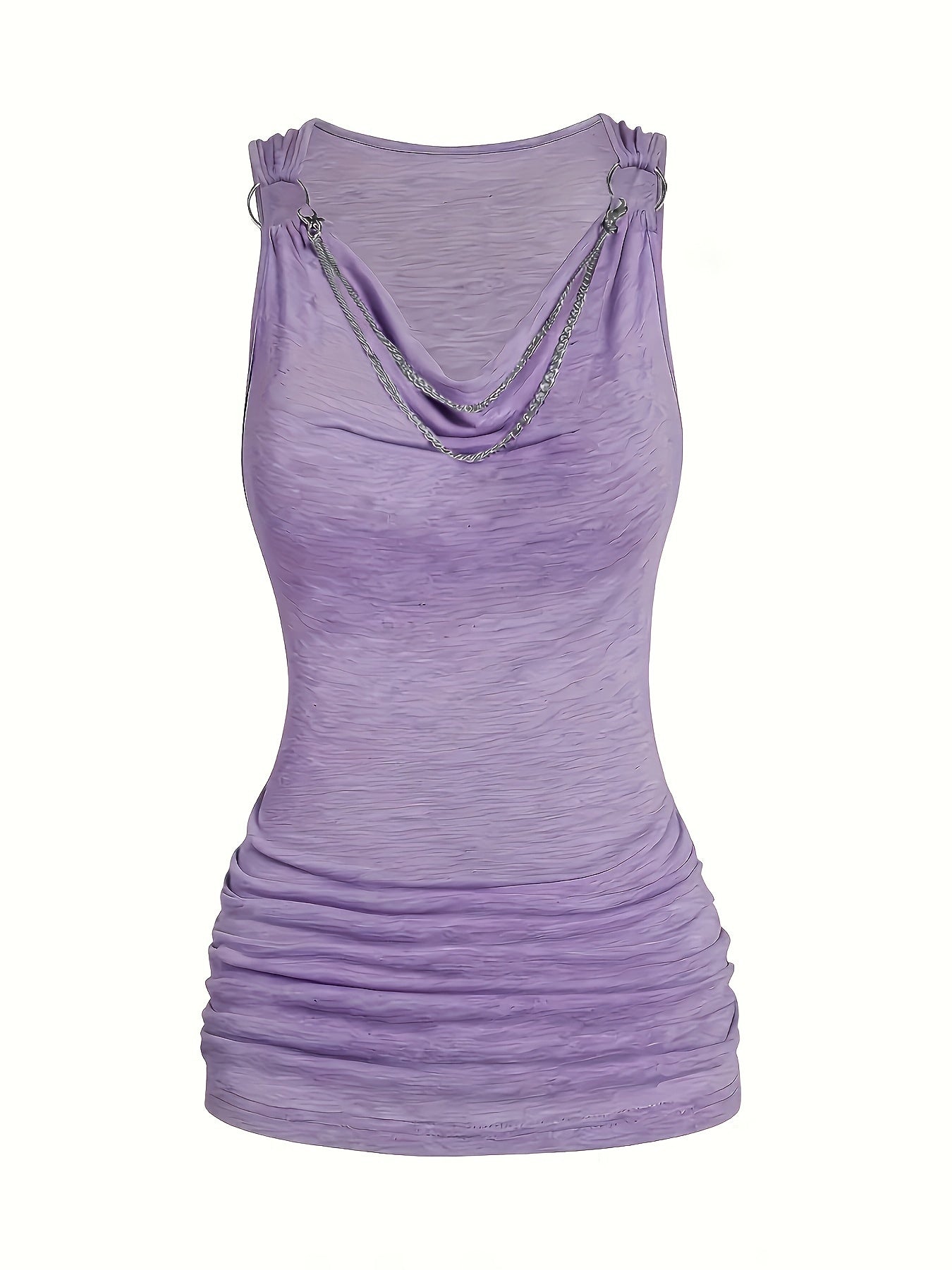 Solid Draped V Neck Tank Top & Colorblock Stripe Pants Outfits