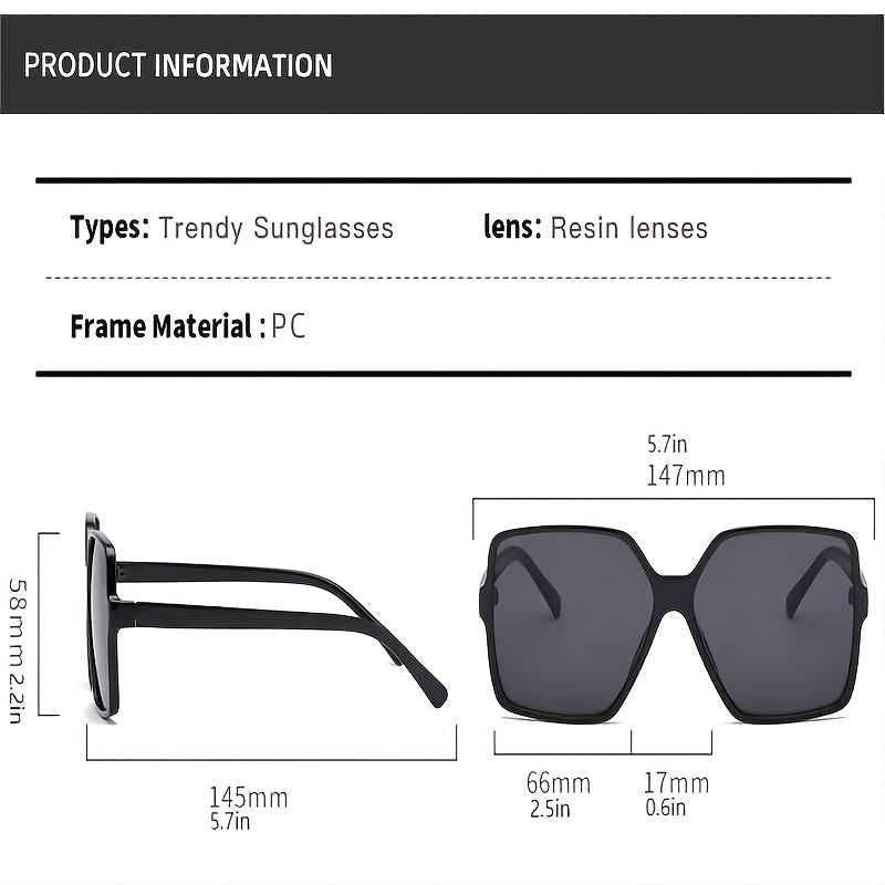 Oversize Frame Sunglasses Clear Rimless Glasses
