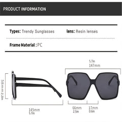 Oversize Frame Sunglasses Clear Rimless Glasses