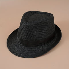 Vintage Jazz Fedora Cap Trilby Hat Straw Sun Hat