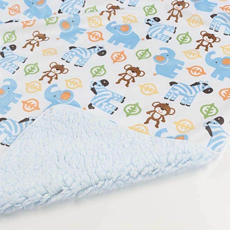Double Layered Baby Lamb Blanket Cartoon Printed For All Seasons