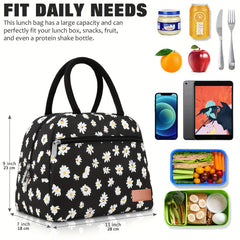 Leakproof Insulated Daisy Lunch Tote Bag for Work & Travel