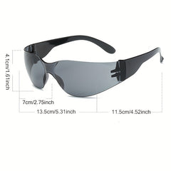 Y2K Wrap Around Sunglasses For Women Men Rimless Goggles