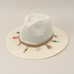 Men's Summer Straw Sun Visor Hat Big Eaves Outdoor Fishing Travel Beach Hat