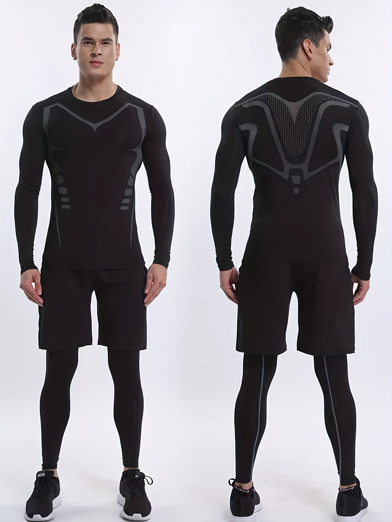 Men's Workout Shirt Active High Stretch Compression Base Layer