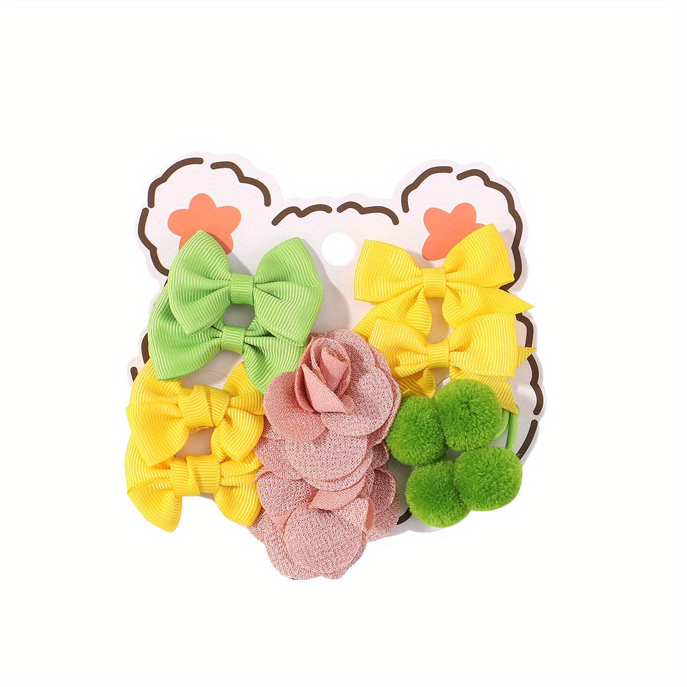 10pcs Bowknot Ball Flowers Hair Ties - Ponytail Floral Touch