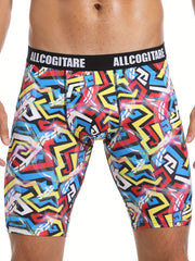 Men's Swim Boxers Geometric Print Hawaii Style Swimsuit Shorts