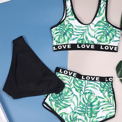 Girls Tropical Print Bikini Swimsuit Shorts Set for 7-12 Years