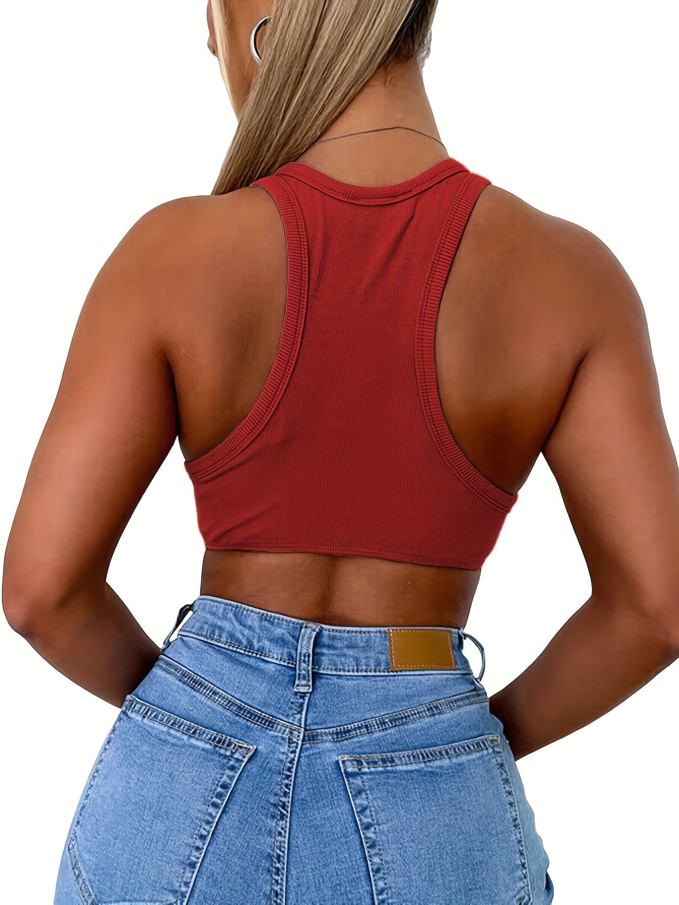 Ribbed Crop Tank Top Racerback Sleeveless Summer Top