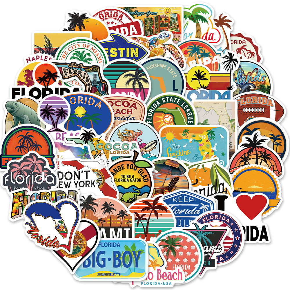 50pcs Florida Waterproof Stickers for DIY Projects