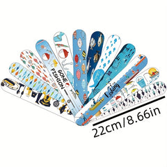 24pcs Gone Fishing Slap Bracelets Party Favors Navy Orange Red Yellow Teal Gray