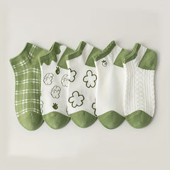 5 Pairs Girls Kids Low Cut Ankle Socks for Spring Autumn