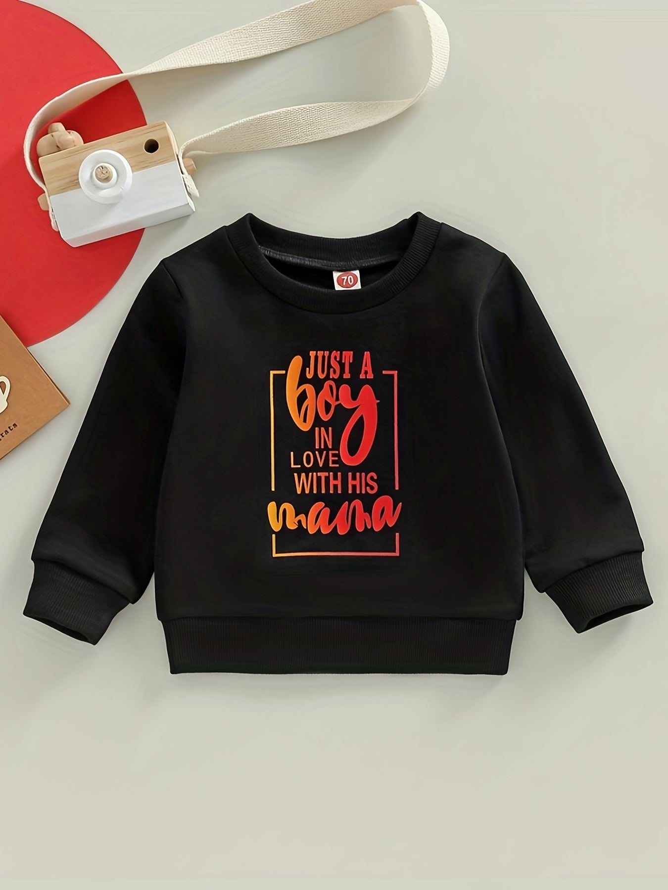 Boys Sweatshirt Letters Of Love Print Long Sleeve Casual Pullover Top