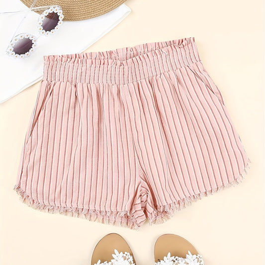 Smocked High Waist Shorts for Women