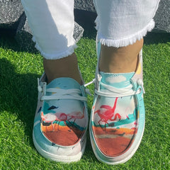 Thousand Crane Pattern Flat Shoes Women's Shallow Mouth Casual Shoes