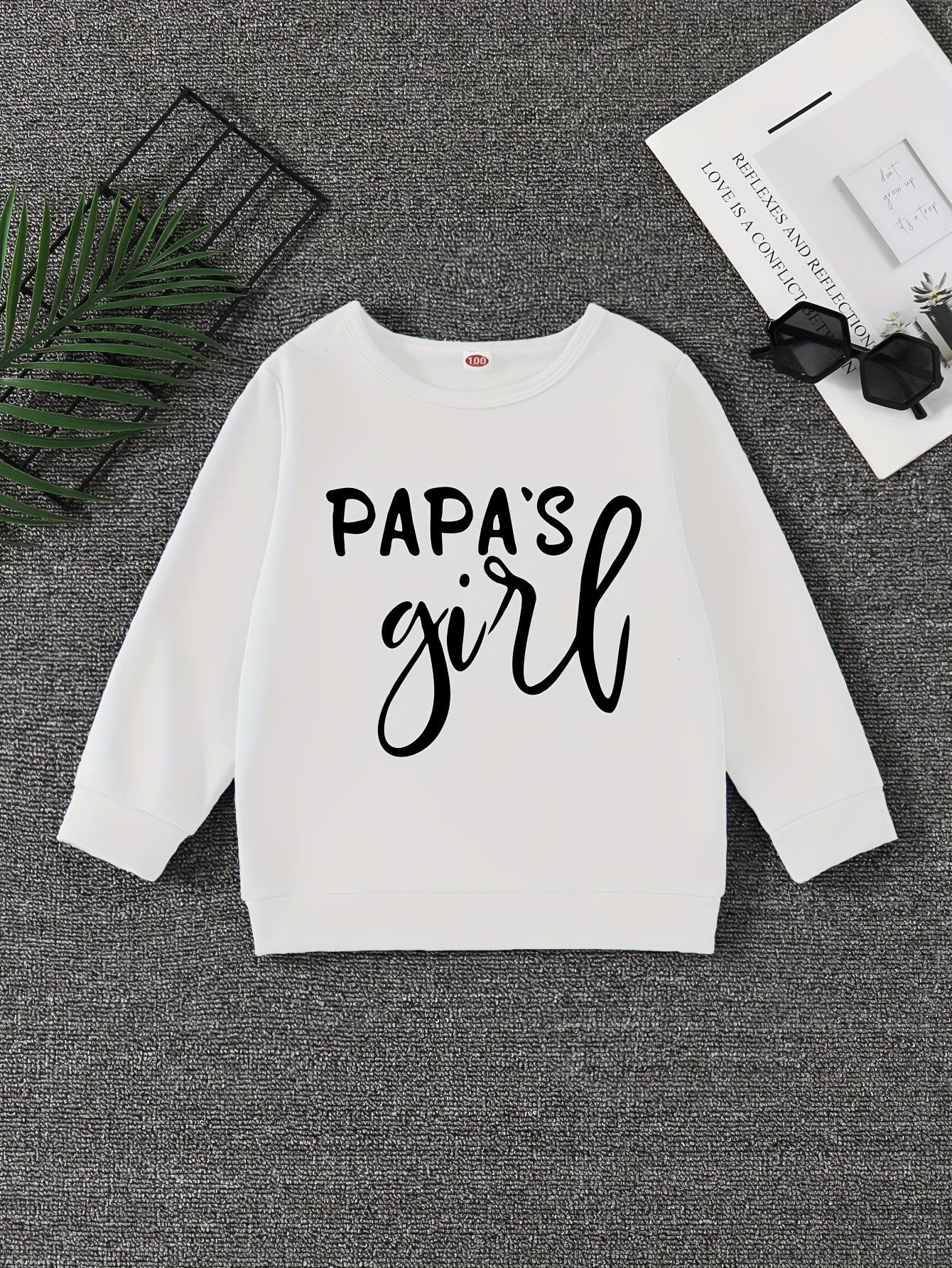 Girls' Papa's Girl Long Sleeve Sweatshirt Round Neck Pullover