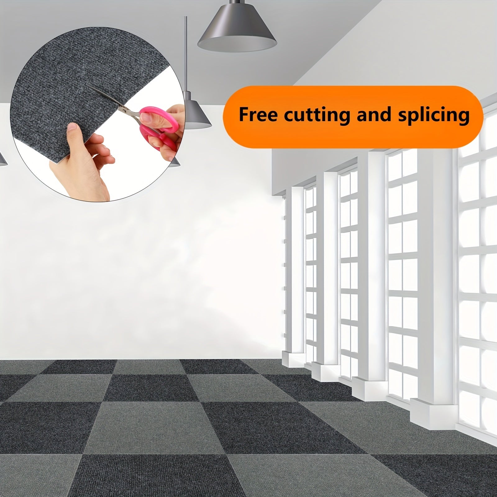 20pcs Commercial Carpet Floor Tiles 30x30cm Washable DIY Square Carpet Tile