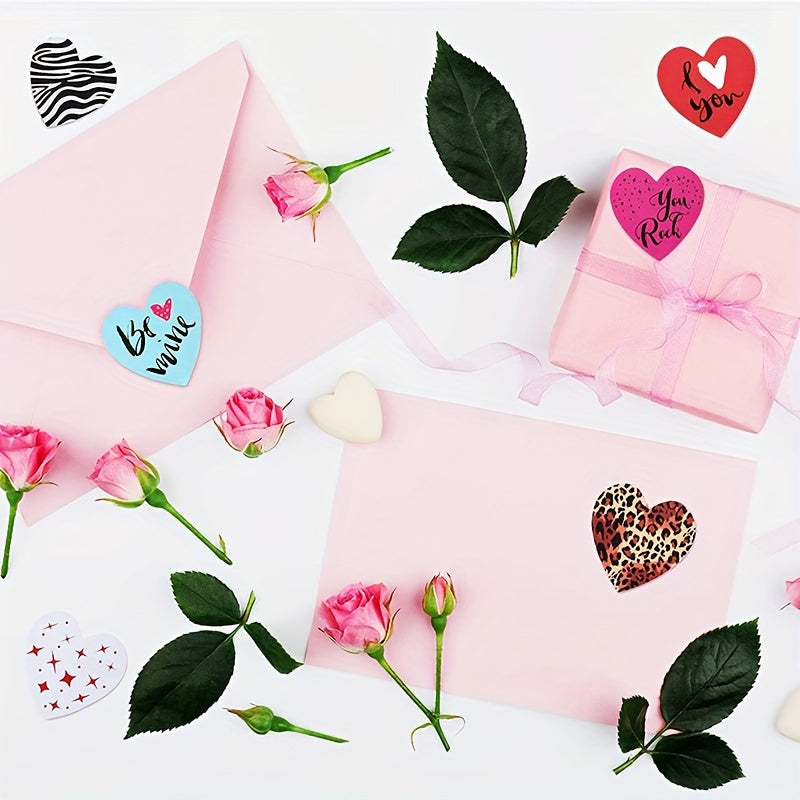 500pcs Love Stickers Roll - 8 Patterns Sealing Sticker Self-adhesive Label
