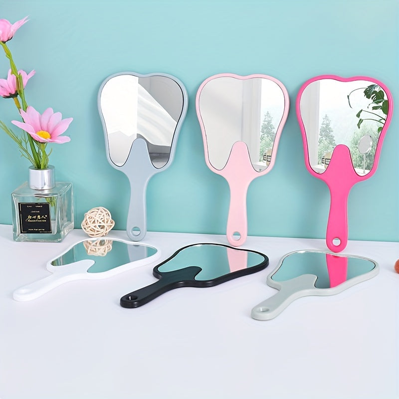 Tooth Shaped Handheld Mirror Makeup Mirror