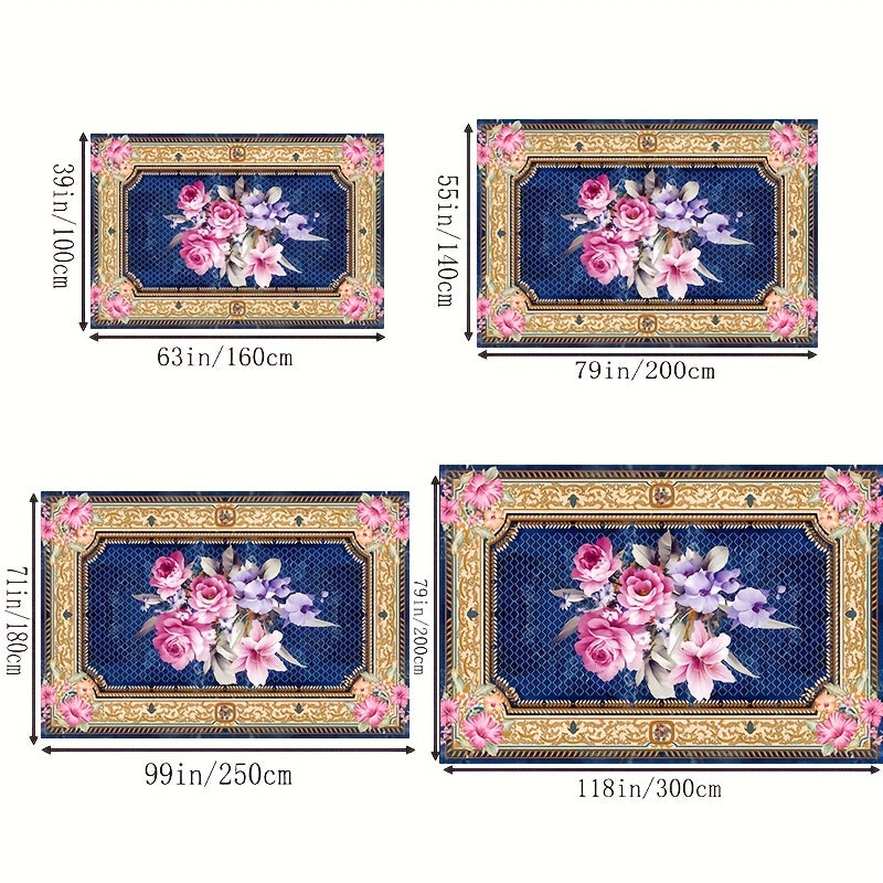 Boho Flower Pattern Kitchen Rug Anti Fatigue Carpet Mat Vintage Non Slip Rugs