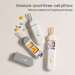 Compact 3 Compartment Pill Organizer Portable Pill Box with Lanyard