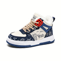Girls' High Top Skate Shoes Warm Plush Lining Non Slip Casual Sneakers Winter