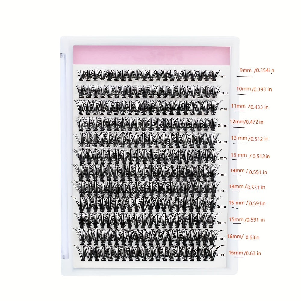 240pcs 40D Eyelash Cluster Extension D Curl Mixed Tray Faux Mink Lashes