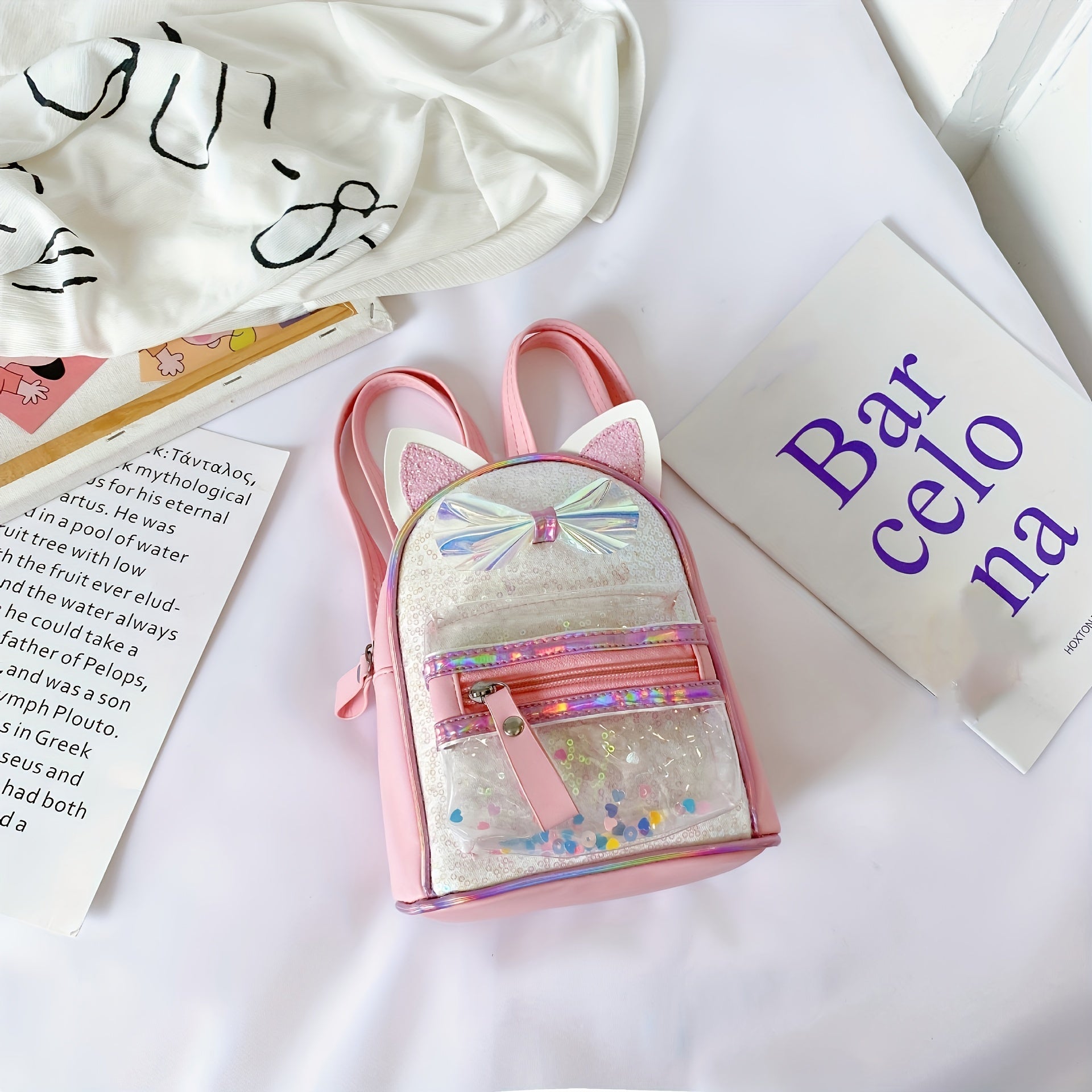Kids Sequin Backpack Cartoon Travel School Bag