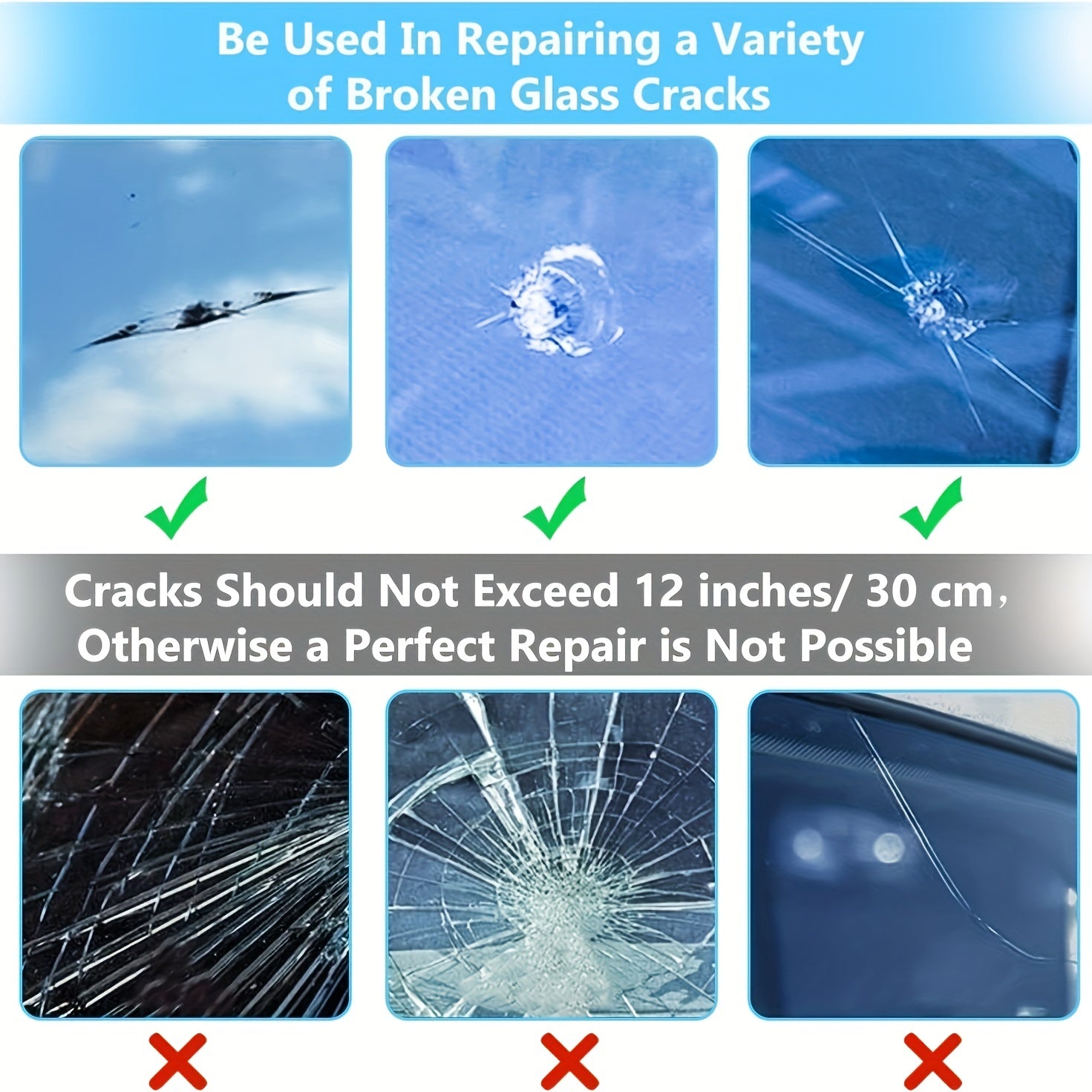 Professional Car Windshield Repair Kit - Fixes Glass Cracks and Scratches