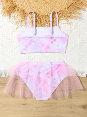 Girls Tie Dye 2pc Swimwear Set Top Tutu Briefs Summer Gift