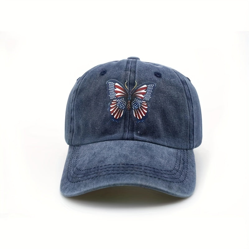 Butterfly Baseball Cap Washed Distressed Dad Hats Patriotic Cap