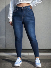 High Waisted Skinny Denim Jeans with Button Fly