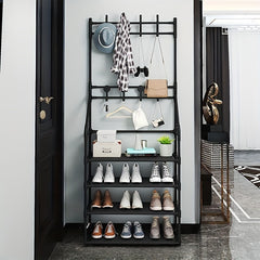 Coat Rack Shoe Rack Storage Shelves Hooks Living Room Bathroom Hallway