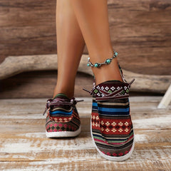 Women's Tribal Style Canvas Lace-Up Sneakers