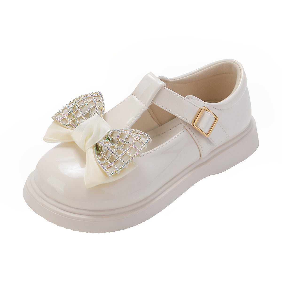 Rhinestone Bow Princess Shoes for Girls Soft Slip-on Loaders