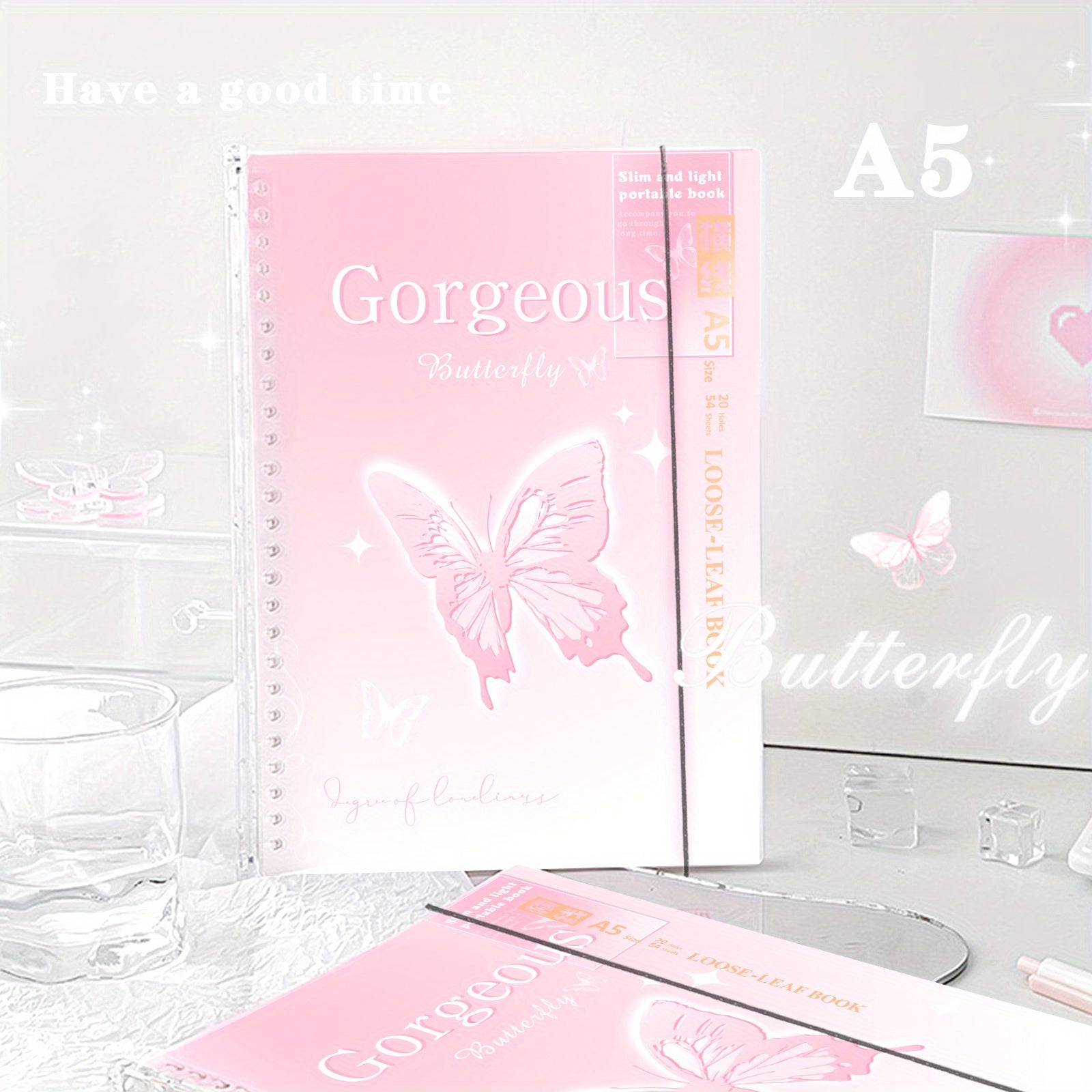 A5 B5 74 Sheets Butterfly Cover Waterproof Notebook