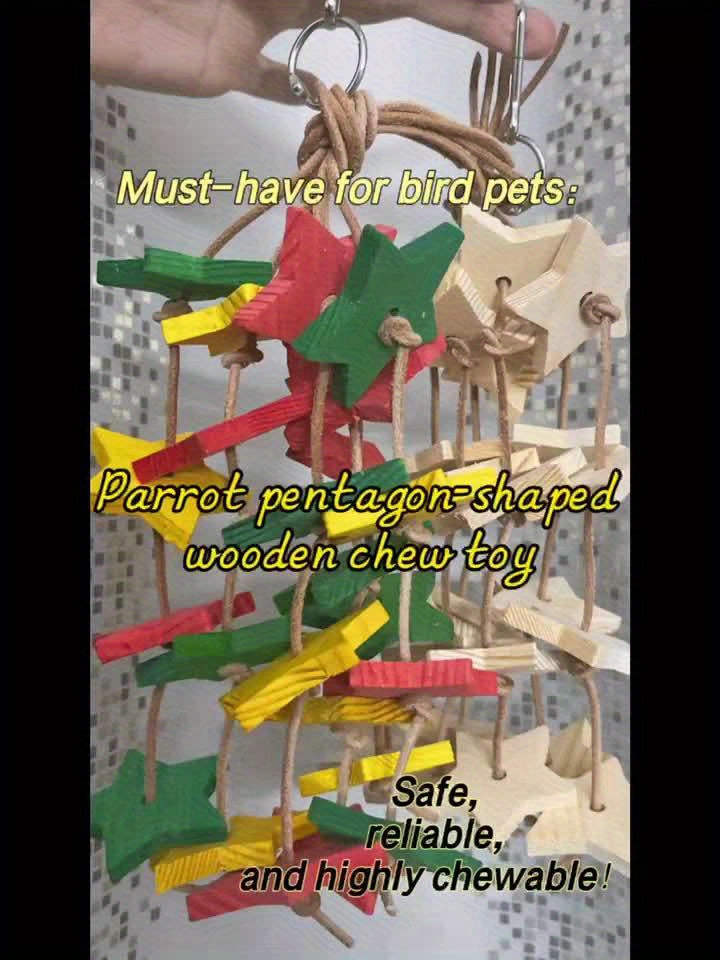 Wood Star Chewing Toy for Parrots - Beak Maintenance & Stimulation
