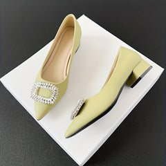 Women's Rhinestone Slip On Point Toe Heel Shoes