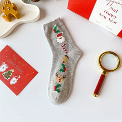 Christmas Socks Mid Tube Fall Winter Santa Socks US6 8