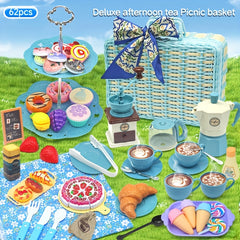 Tea Party Pretend Play Toys Large Afternoon Tea Picnic Basket Set