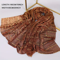 Sequins Solid Scarf Crinkle Sparkling Stripe Print Windproof Head Wrap