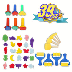 39pcs Paint Sponges for Kids Early Learning Toddler Sponge Brushes Stamps Foam