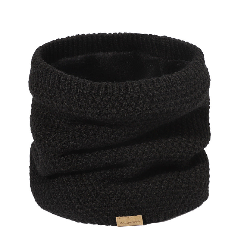 Men's Thick Fleece Knitted Scarf for Outdoor Warmth