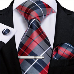 Men's Golden Striped Silk Necktie Set Wedding