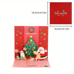 3D Christmas Greeting Card Handcraft Flip Gift Blessing Message Small Card
