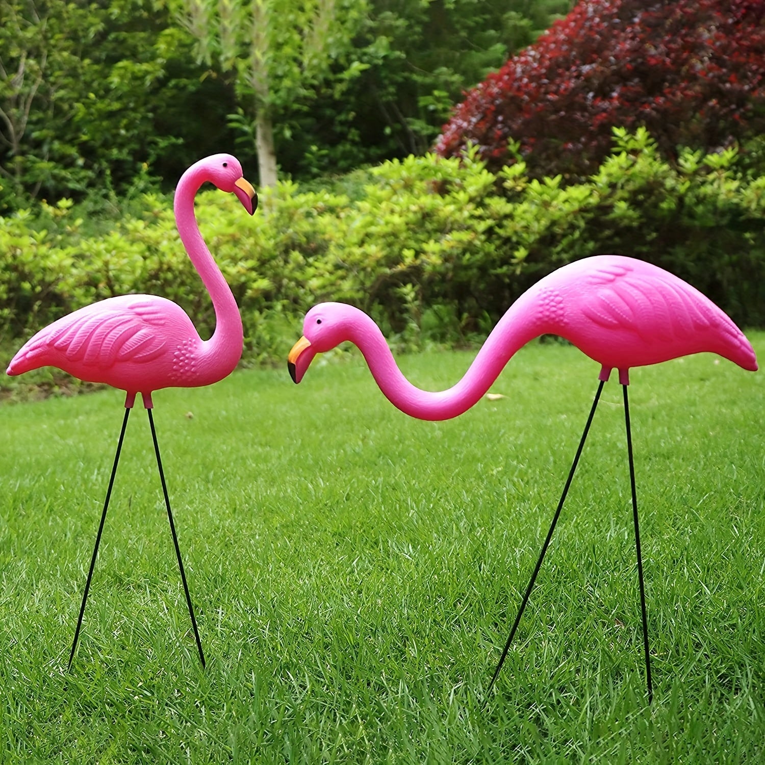 Small Pink Flamingo Yard Ornament Stakes Mini Lawn Plastic Flamingo Statue