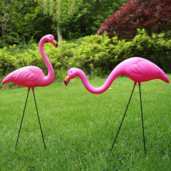 Small Pink Flamingo Yard Ornament Stakes Mini Lawn Plastic Flamingo Statue